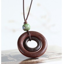 Wooden circle necklace