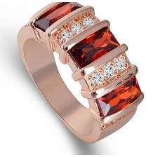 Red Crystal and Zircon Ring